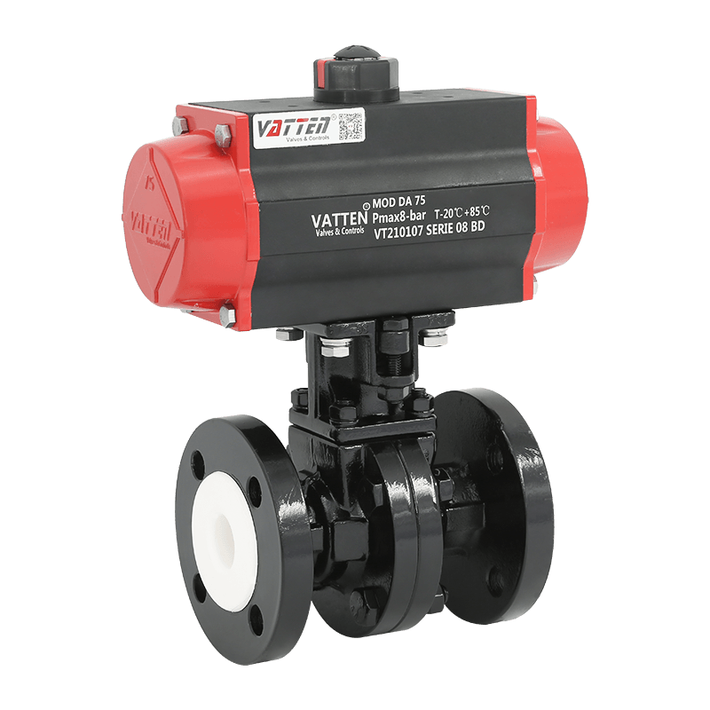 Pneumatisk fluorforet kugleventil med flange